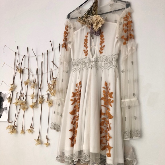 white beaded mid length dress - Picture 4 of 7